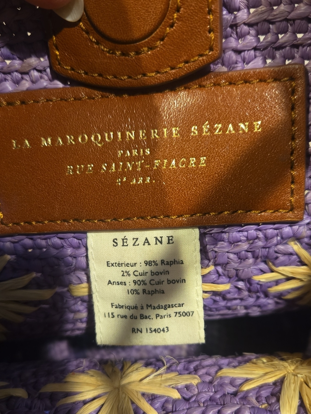 La Maroquinerie Sezane Paris Purple Raffia Bucket Shoulder/Crossbody Bag - Picture 9 of 13